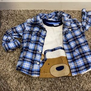 Gymboree Long sleeve shirt and flannel set